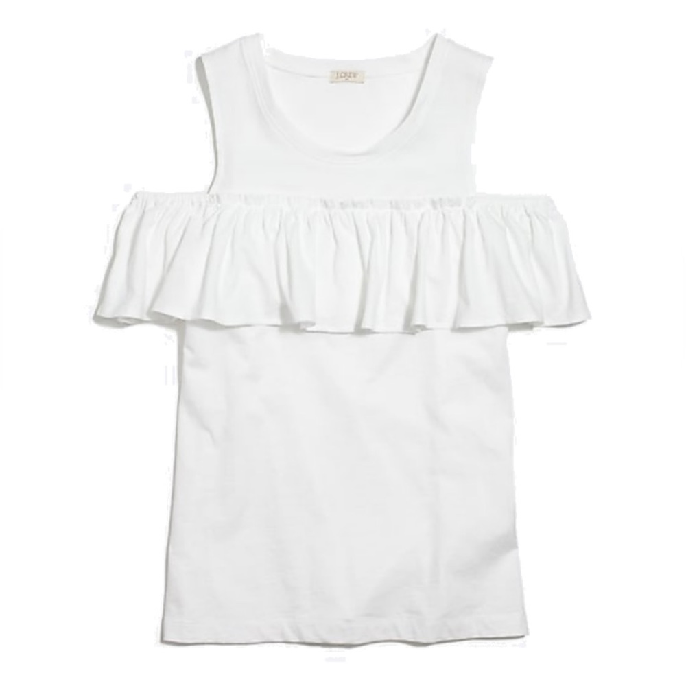J Crew Factory white cotton shoulder cutout tank. New with tags. Size small.